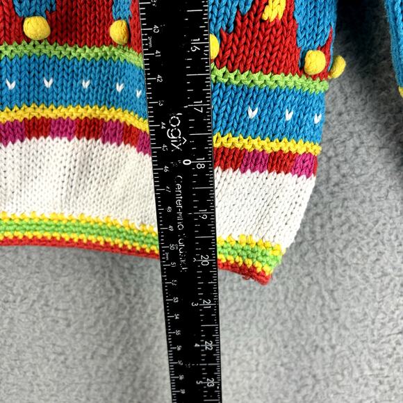 VTG 90s Caridgan Womens Small Artsy Twee Retro Funky Colorful Crop Knit Rainbow - Picture 7 of 12